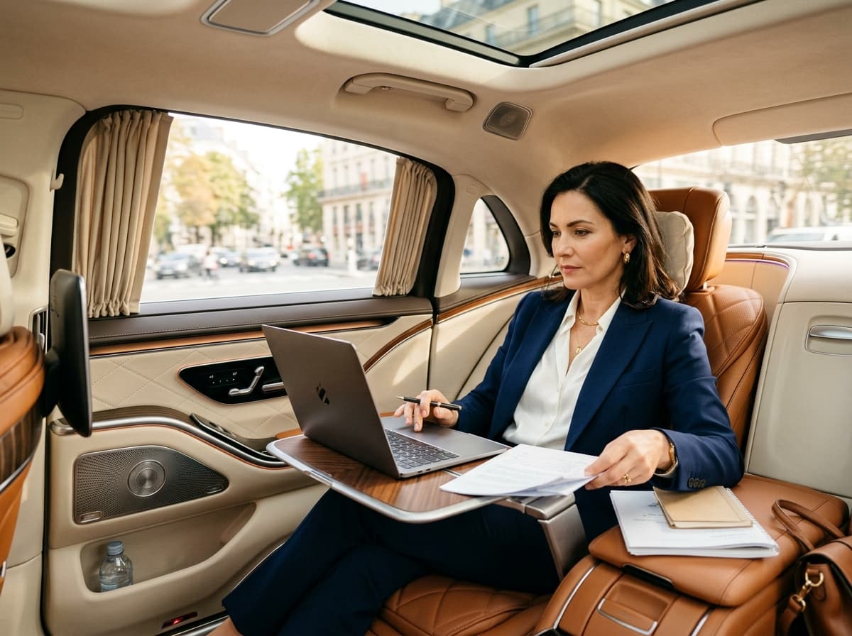Corporate executive travel logistics and luxury chauffeur